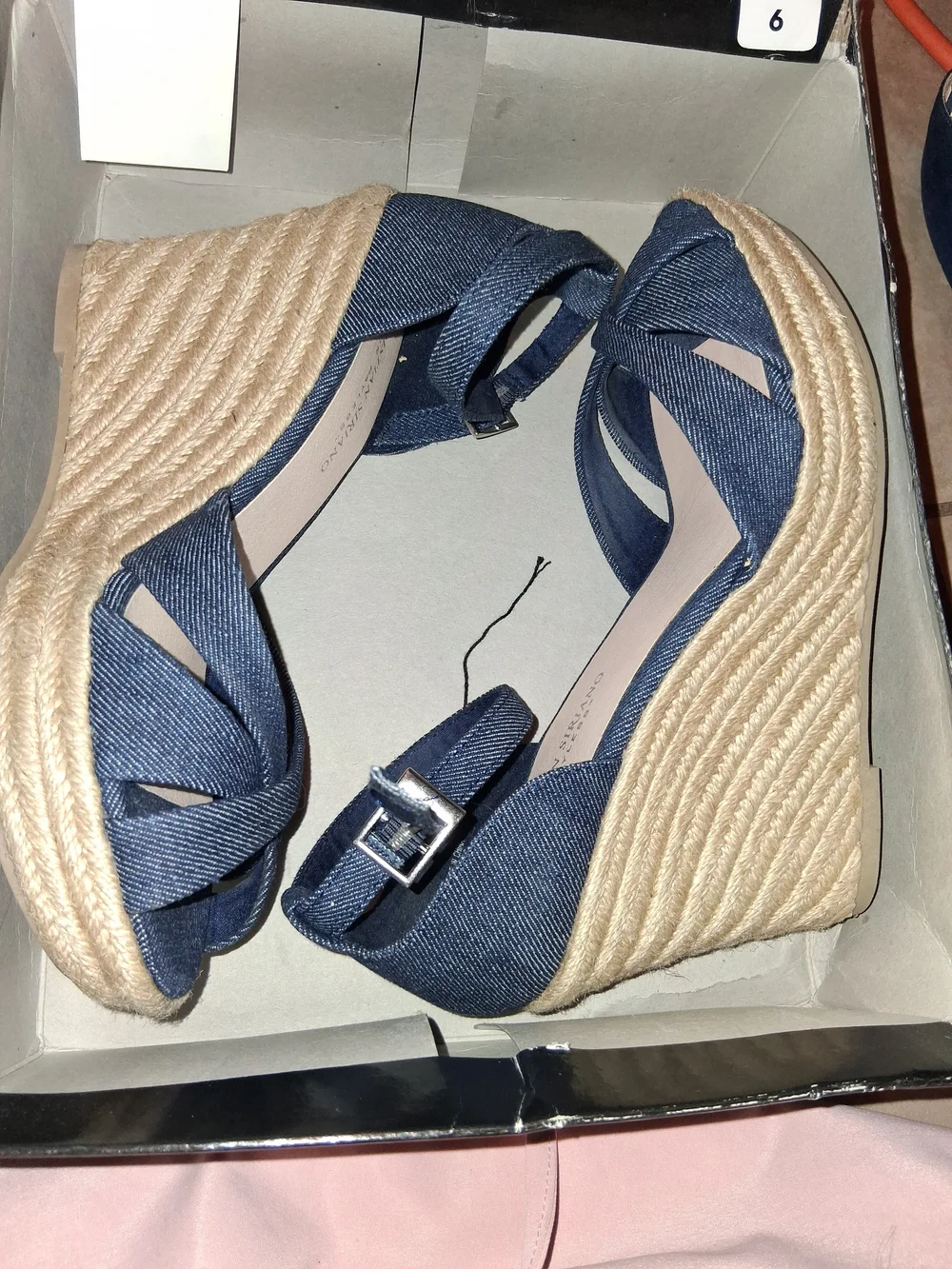 Christian Siriano Blue Denim Espadrille Wedge Sandals